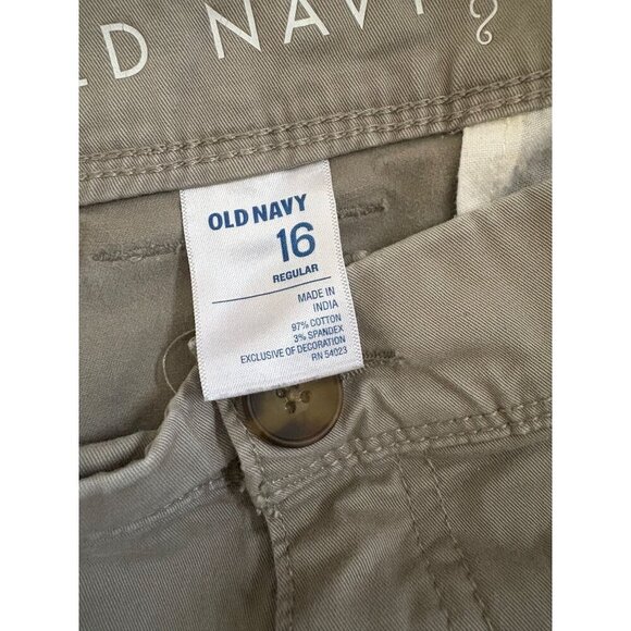Old Navy Women's Gray Cropped Khaki Pants Embroidered Pink Lobster Design Sz 16 - Picture 4 of 4